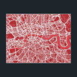 London Map Art Red Postcard<br><div class="desc">Central London,  England,  UK,  street map in rich red colours. The map of london shows the network of roads,  streets and waterways. There is no text on this map.</div>