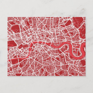 London Map Art Red Postcard