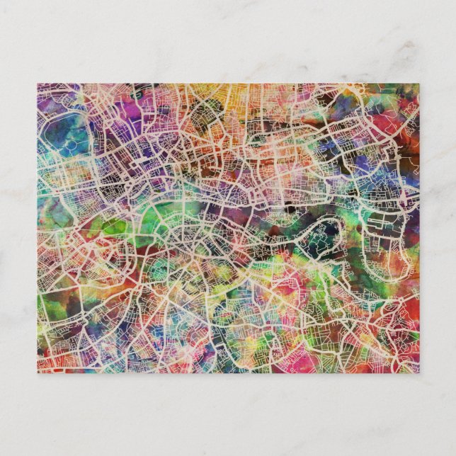London Map Art Watercolour Postcard (Front)