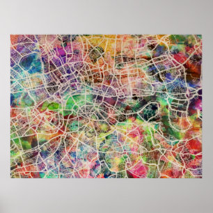 London Map Art Watercolour Poster