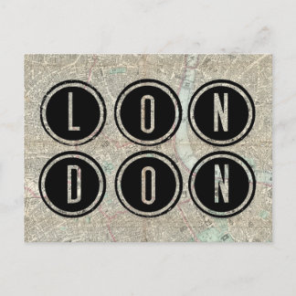 London Map Typography Postcard