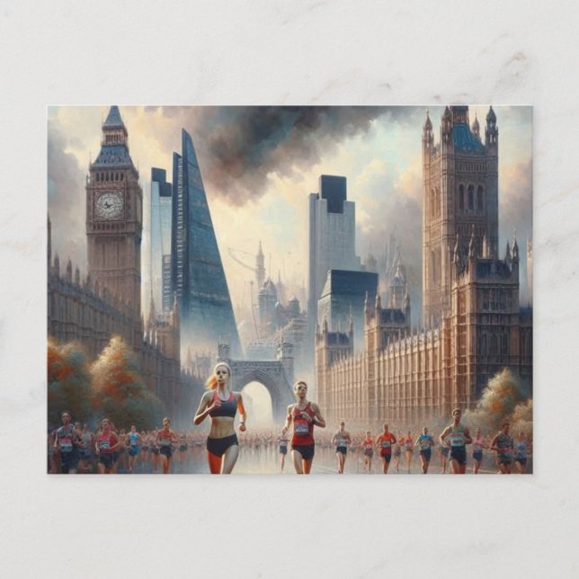 London marathon vintage minimalist travel  postcard (Front)