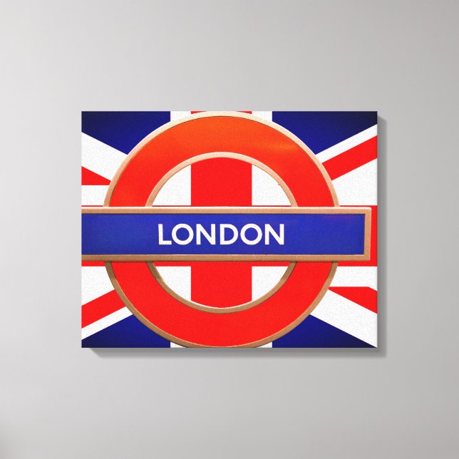 London Metro Sign Red  Stretched Canvas Print (Front)