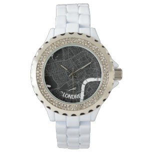 London minimalist map clock - Black-white Watch