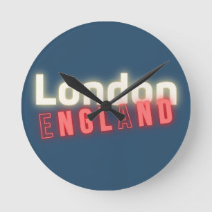 London Neon Lights Typography Round Clock