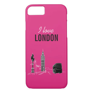London Neon Modern Pop Art Sketch Black Cool iPhone 8/7 Case
