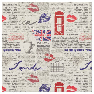 London Newspaper Pattern Fabric
