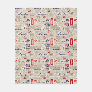 London Newspaper Pattern Fleece Blanket