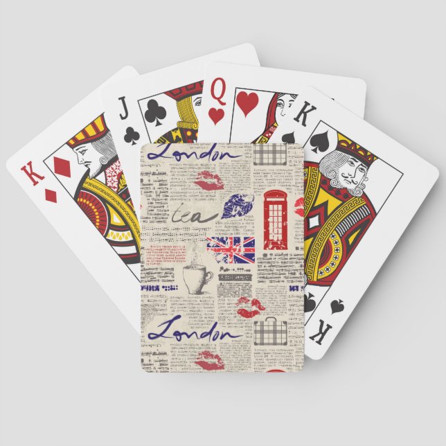 London Newspaper Pattern Playing Cards (Back)