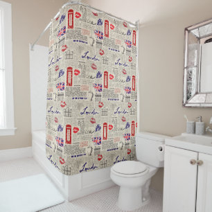 London Newspaper Pattern Shower Curtain