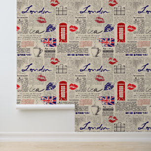 London Newspaper Pattern Wallpaper