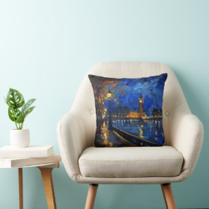 London Night Impressionism Cushion