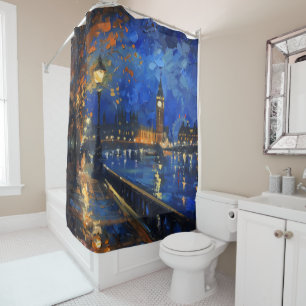 London Night Impressionism Shower Curtain