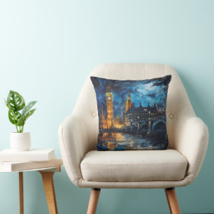 London Night Painting Cushion