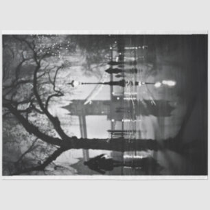 London Night Shot Street Black White Decoupage Tissue Paper