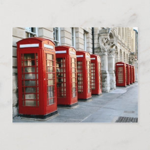 London,  old style red telephone boxes postcard