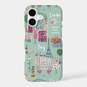 London Paris Travel Map Illustrated City