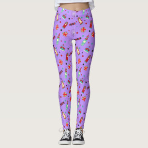 London Pattern with Purple Background Leggings