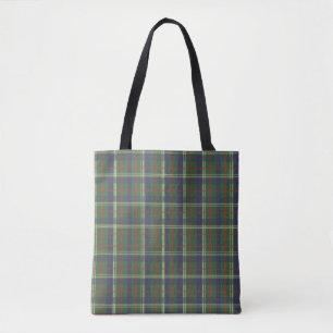 London Plaid Checked Navy Blue and green Tote Bag