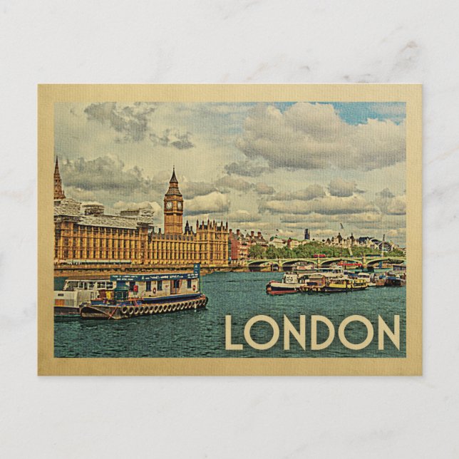 London Postcard England Vintage Travel (Front)