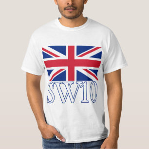 London Postcode SW10 with Union Jack T-Shirt
