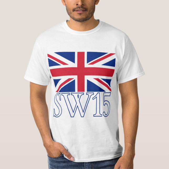 London Postcode SW15 with Union Jack T-Shirt (Front)