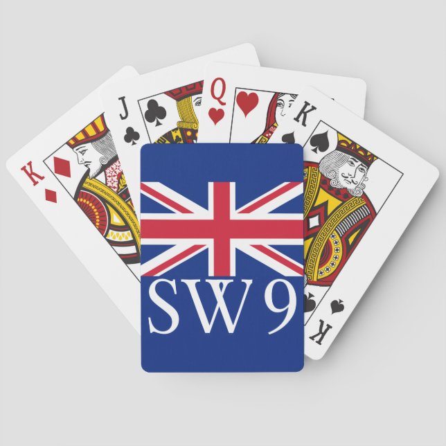 London Postcode SW9 with Union Jack Playing Cards (Back)
