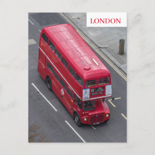 London red bus aerial view postcard