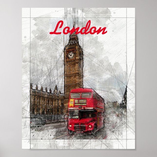 London red bus and big ben  Poster (Front)