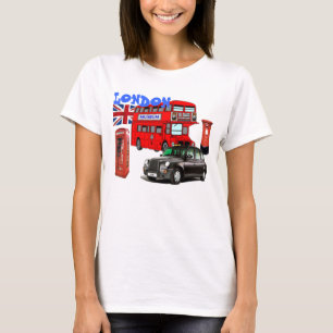 london red bus and icons tshirt
