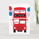 London Red Bus Personalised Age Birthday Card<br><div class="desc">This London red bus birthday greeting card can be personalised with an age,  name and internal message.</div>