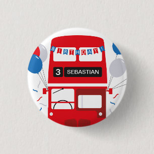 London Red Bus Personalised Birthday Badge