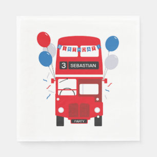London Red Bus Personalised Birthday Paper Napkins