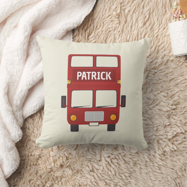 London Red Bus Personalised Cushion (Blanket)