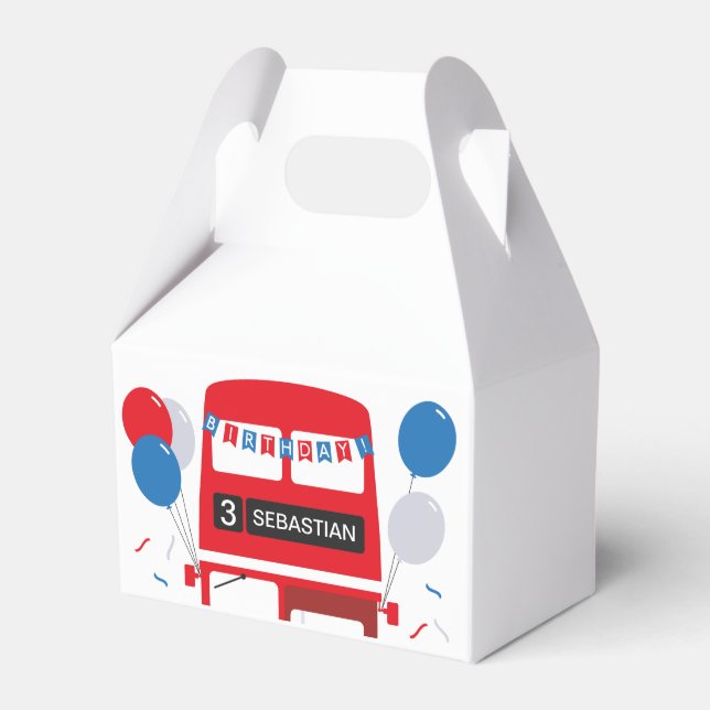 London Red Bus Personalised Favour Box (Front Side)