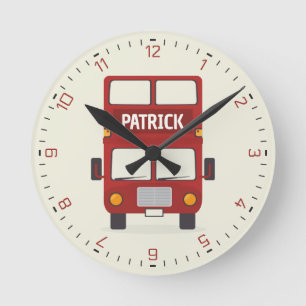 London Red Bus Personalised Round Clock