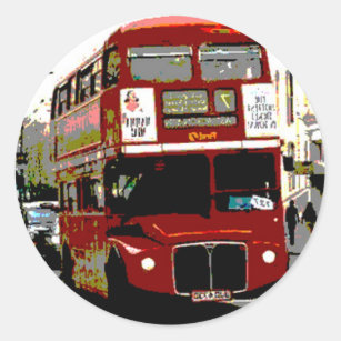 London Red Bus Routemaster Buses Classic Round Sticker