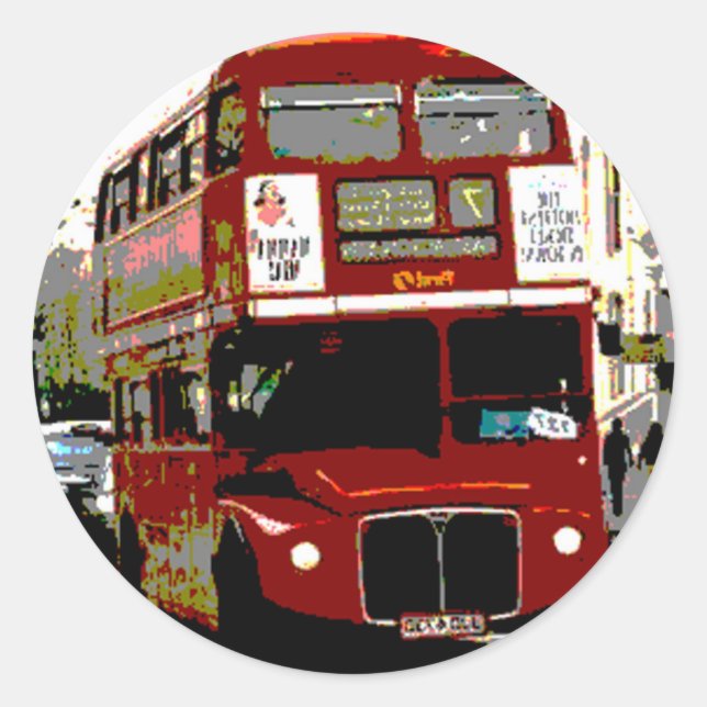London Red Bus Routemaster Buses Classic Round Sticker (Front)