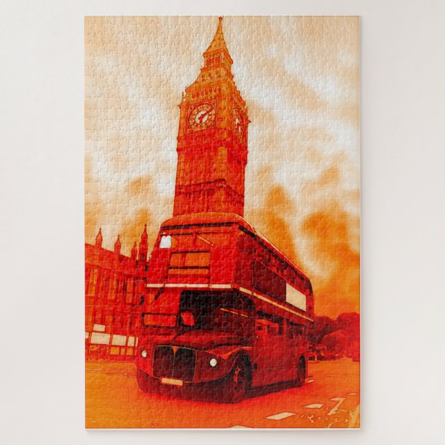 London Red Bus & the Big Ben Art Travel Jigsaw Puzzle (Vertical)
