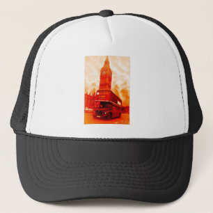 London Red Bus & the Big Ben Trucker Hat