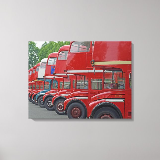 London red buses in a row view canvas print (Front)