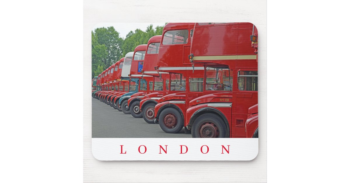 Red Bus Mouse London red buses in a row view mousepad | Zazzle