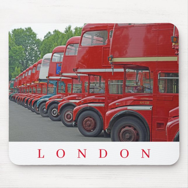 London red buses in a row view mousepad (Front)