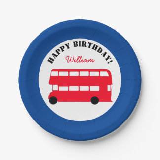 London Red Double Decker Bus, British Kids (Party) Paper Plate