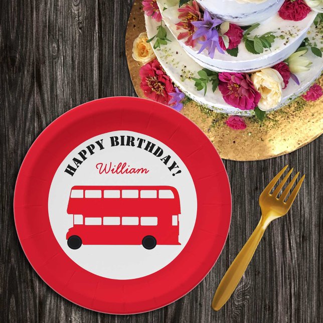London Red Double Decker Bus, British Kids (Party) Paper Plate (Creator Uploaded)