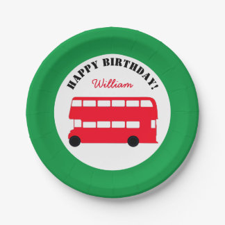 London Red Double Decker Bus, British Kids (Party) Paper Plate