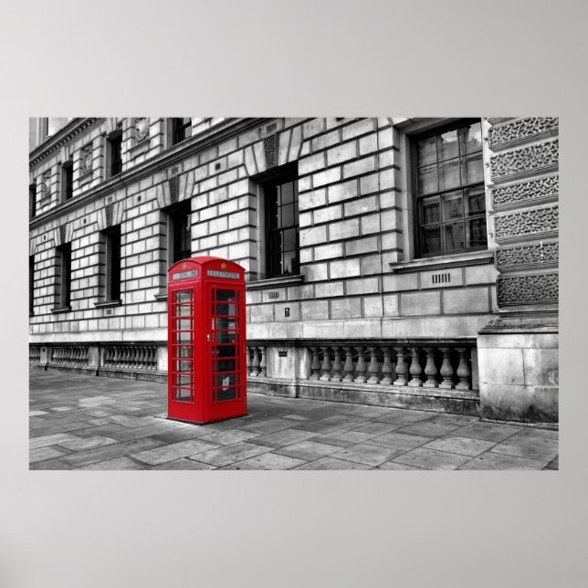 London Red Phone Box - Horizontal Poster (Front)