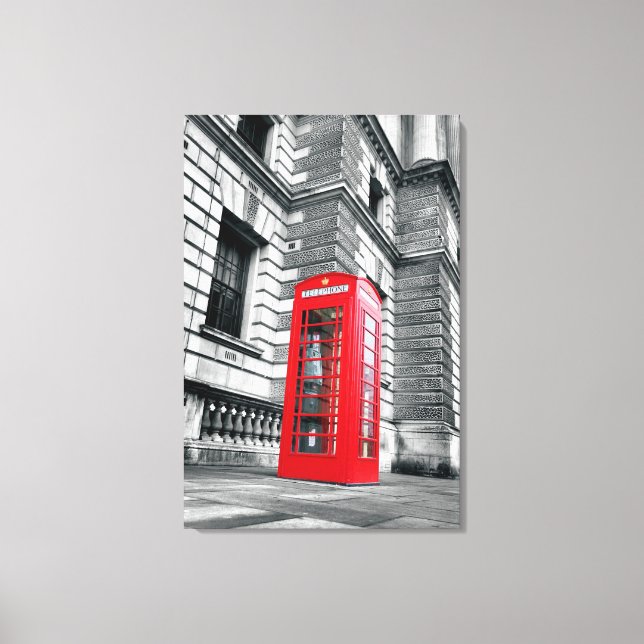 London Red Phone Box Wrapped Canvas Print (Front)