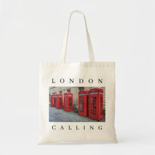 London red phone boxes view tote bag