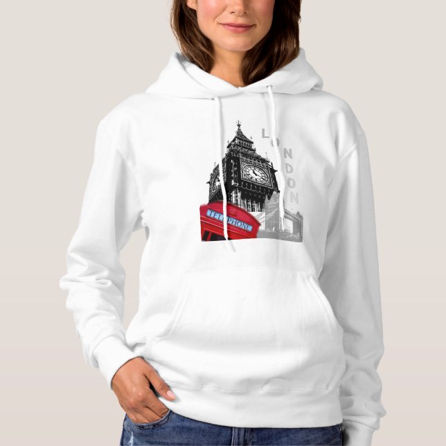 London red telephone big ben pop art hoodie (Front)